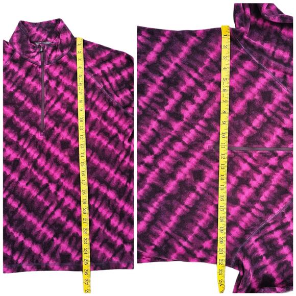 Fleece Jacket 1/4 Zip Pullover Eddie Bauer Size XL Pink Black Tie Dye Cozy - Picture 4 of 5